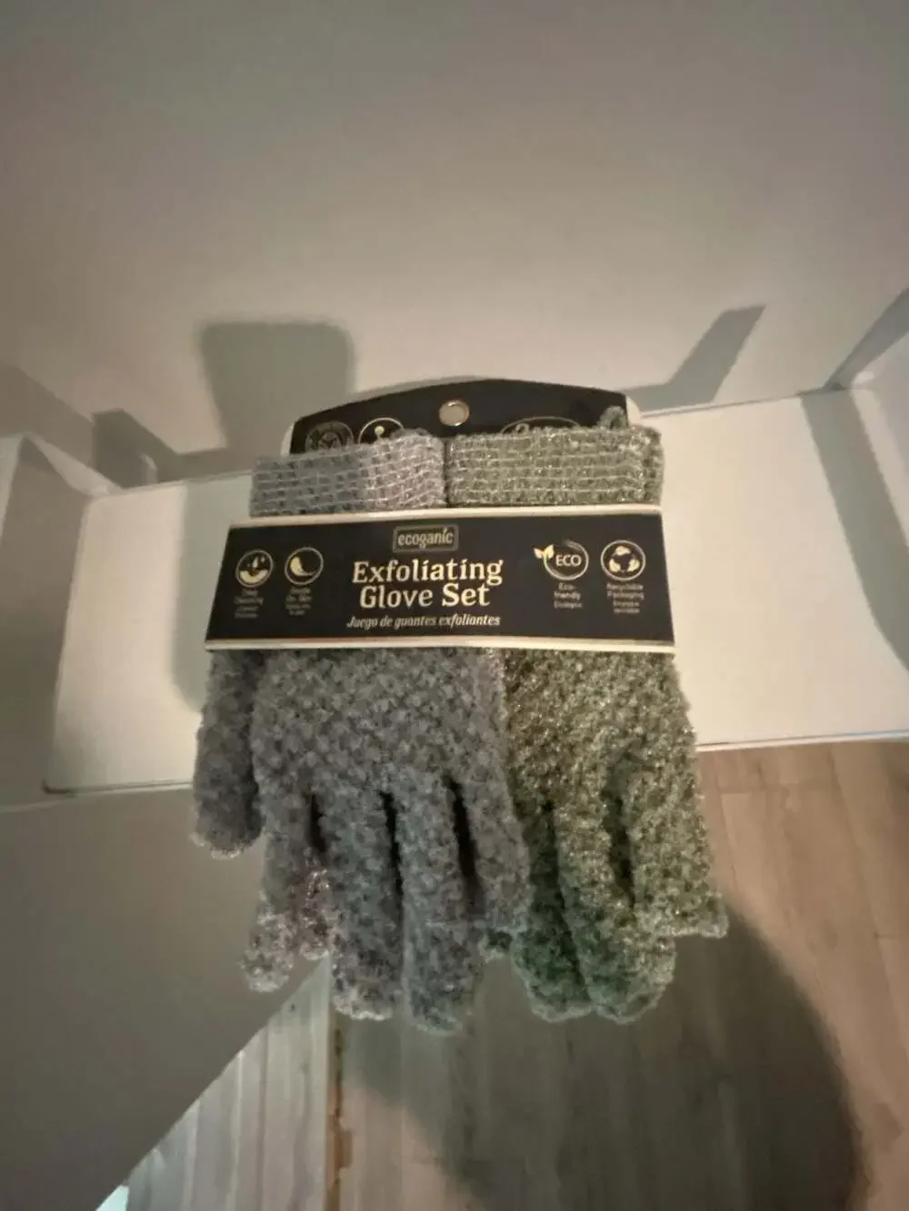 Ecoganic Exfoliating Glove Set 2 Pairs Grey and Sage Green